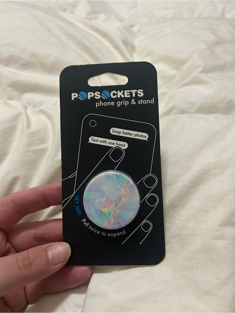 PopSockets Iridescent Phone Grip & Stand - White/Silver Holographic